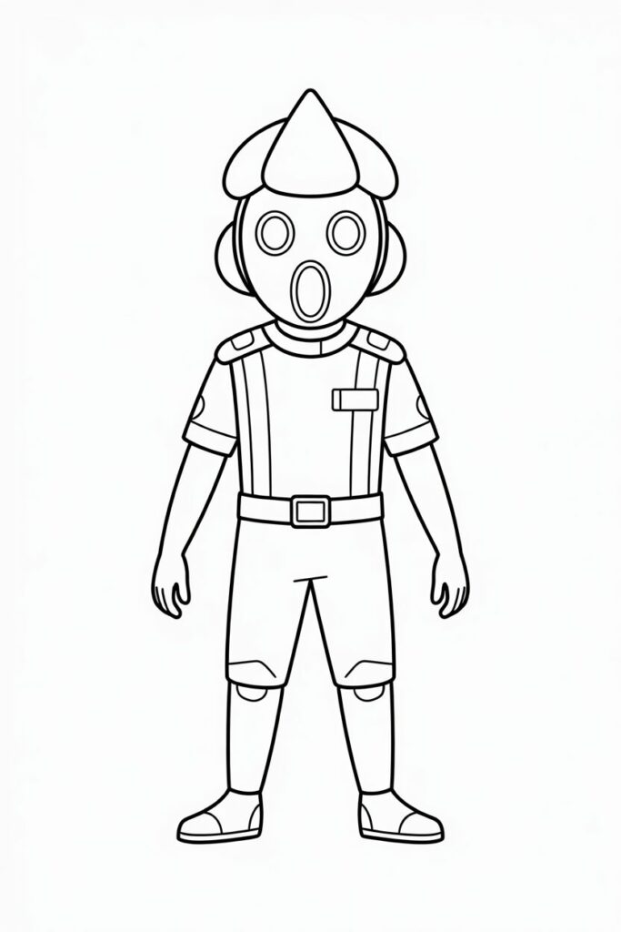 Guardia Squid Game versione bambino da colorare in stile semplice