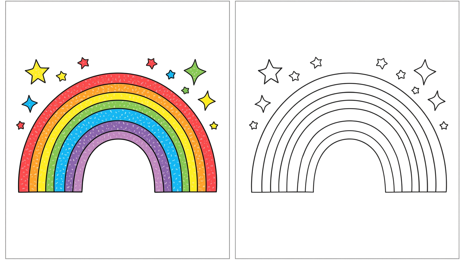 Arcobaleno colorato con stelle decorative